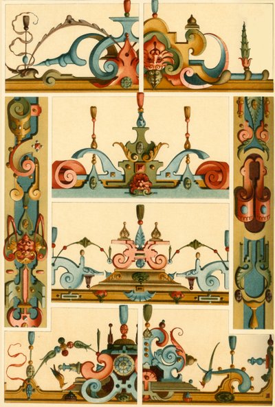 Pintura mural renacentista alemana y ornamento en piedra y madera, 1898 de Unbekannt