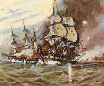 Ataque de batería alemana desde la playa en Eckernförde, 5 de abril de 1849, 1936 de Unbekannt