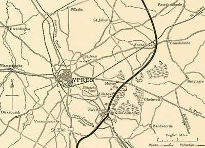 Posiciones alemanas cerca de Ypres, Flandes, Primera Guerra Mundial, 1915, c. 1920 de Unbekannt