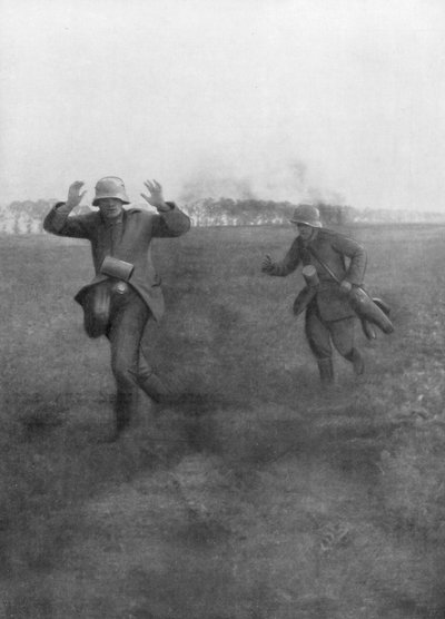 Soldados alemanes rindiéndose cerca de Vierzy, al sur de Soissons, 18 de julio de 1918 de Unbekannt