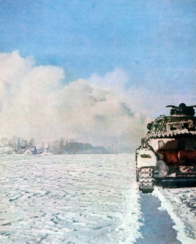 Tanque alemán combatiendo en la nieve, Rusia, enero de 1943 de Unbekannt