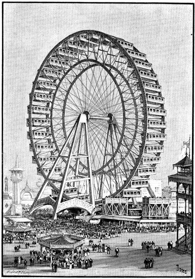 Rueda de la fortuna gigante, Exposición Internacional, Chicago, 1893 de Unbekannt