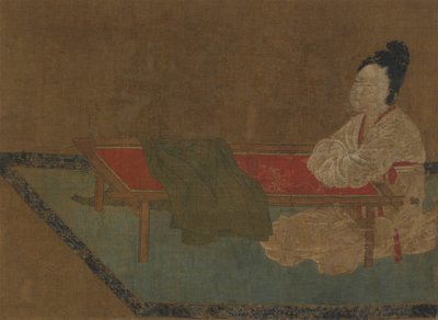 Niña sentada en un bastidor de bordado, dinastía Ming, siglo XV de Unbekannt