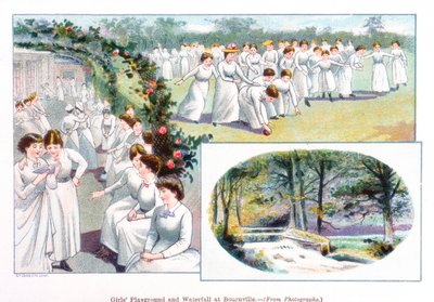 Parque infantil de niñas y cascada en Bournville, 1892 de Unbekannt