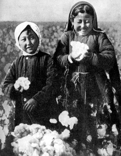 Niñas en un campo de algodón, Kazajistán, 1936 de Unbekannt