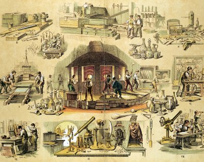 Fabricación de vidrio, c1870 de Unbekannt