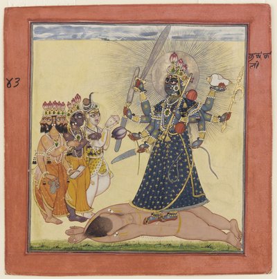 Diosa Bhadrakali adorada por los dioses de una serie tántrica Devi, c.1660 de Unbekannt
