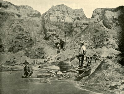 Buscadores de oro trabajando cerca de Beechworth, Victoria, 1901 de Unbekannt