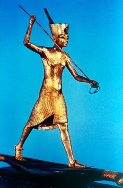 Figura de oro del rey Tutankamón en un bote de caña pescando, siglo XIV a.C. de Unbekannt