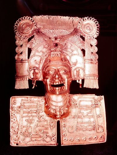 Colgante de oro que representa a Mitlantecuhtli, dios azteca de los muertos de Unbekannt