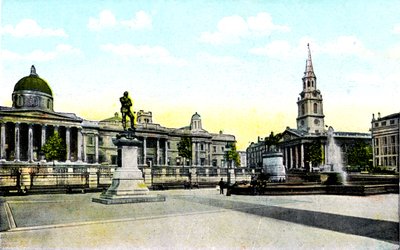 Estatua de Gordon y Galería Nacional, Trafalgar Square, Londres, siglo XX de Unbekannt