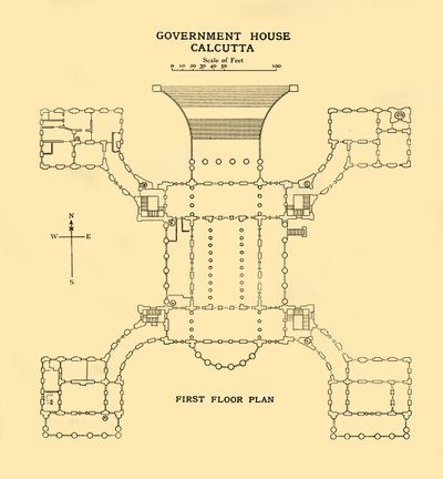 Casa de Gobierno de Calcuta - Plano del primer piso, 1925 de Unbekannt