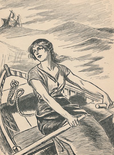 Grace Darling rema hacia el naufragio, c1907 de Unbekannt