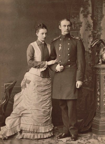 Gran Duquesa Anastasia Mikhailovna de Rusia y Gran Duque Federico Francisco III, 1878 de Unbekannt