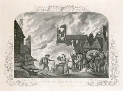 Gran Incendio de Londres, 1666, siglo XIX de Unbekannt