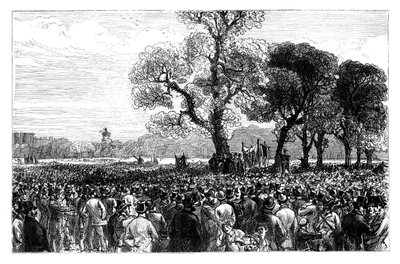 Gran manifestación en el Árbol de los Reformadores en Hyde Park, Londres, mediados del siglo XIX de Unbekannt