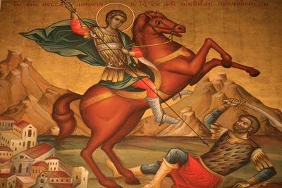 Icono ortodoxo griego que representa a San Dimitrios, Tesalónica de Unbekannt