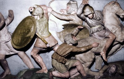 Griegos luchan contra persas, el sarcófago de Alejandro, Sidón, siglo IV a.C., siglo XX de Unbekannt