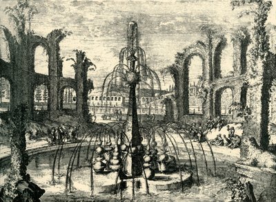 Fuente verde y coliseo...Château DEnghien, Bélgica, finales del siglo XVII-principios del siglo XVIII, 1903 de Unbekannt