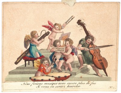 Tarjeta de felicitación Una orquesta de ángeles, después de 1815 de Unbekannt