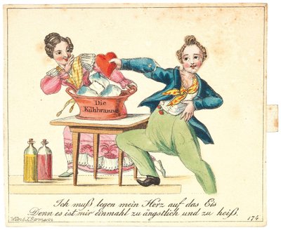 Tarjeta de felicitación. Debo descansar mi corazón en hielo, ya que es demasiado temeroso y demasiado caliente, después de 1815 de Unbekannt