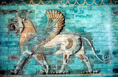 Relieve de león-grifo en ladrillos vidriados, período aqueménida, Persia antigua, 530-330 a.C. de Unbekannt
