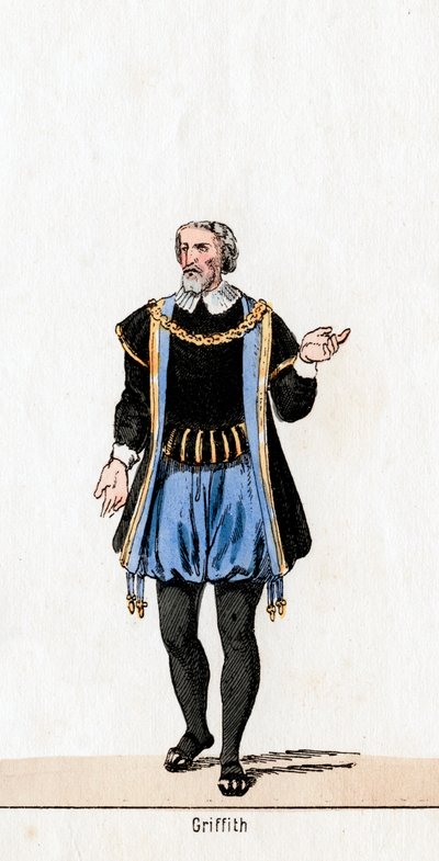 Griffith, diseño de vestuario para la obra de Shakespeare, Enrique VIII, siglo XIX de Unbekannt