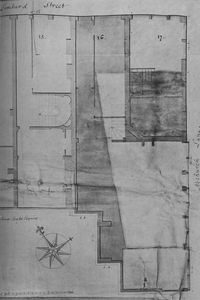 Plano del suelo de Lloyds Coffee House No. 16 Lombard Street en 1773 de Unbekannt