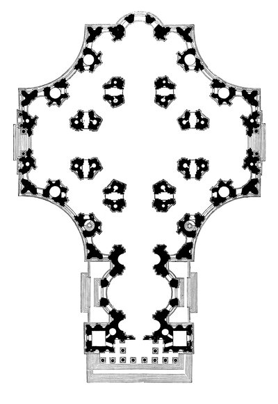 Plano de la Catedral de San Pablo, Londres, segundo diseño, siglo XVII de Unbekannt