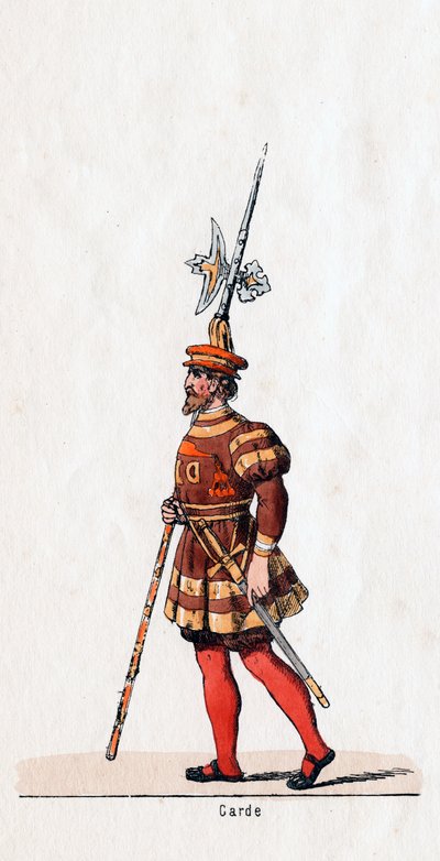 Guardia, diseño de vestuario para la obra de Shakespeare, Enrique VIII, siglo XIX de Unbekannt