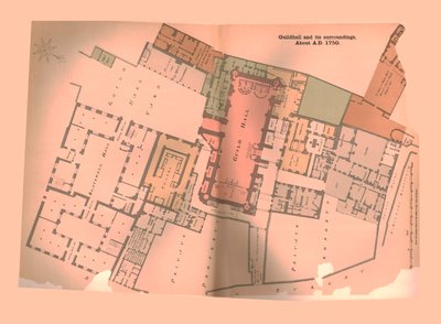 Guild Hall Plan de la Ciudad de Londres, c1750, 1886 de Unbekannt