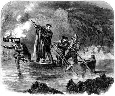 Giuseppe Garibaldi pescando con lanza de noche en Caprera, 1860-61 de Unbekannt