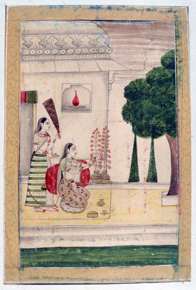 Gunakali Ragini, Álbum Ragamala, Escuela de Rajastán, siglo XIX de Unbekannt