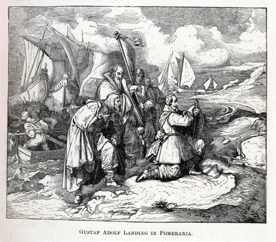 Gustavo Adolfo desembarcando en Pomerania, 1882 de Unbekannt