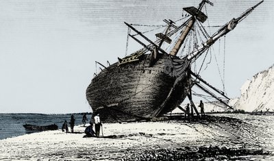 HMS Beagle varado, Río Santa Cruz, Patagonia, América del Sur, 1834-1839 de Unbekannt