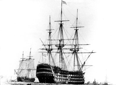 HMS Victory en Portsmouth, siglo XIX de Unbekannt