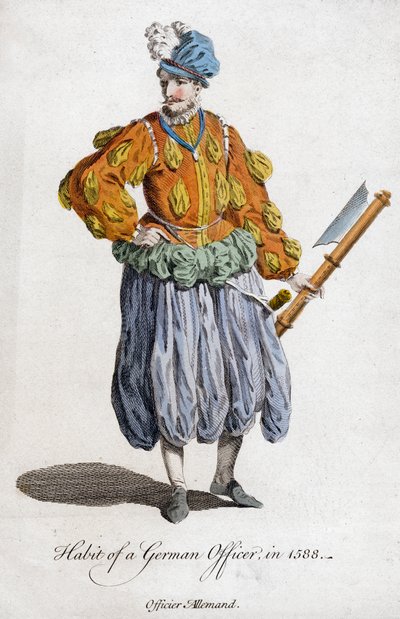 Hábito de un oficial alemán en 1588, siglo XVIII de Unbekannt