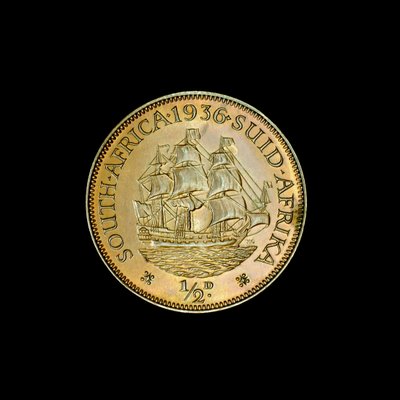 Moneda de medio penique, Sudáfrica de Unbekannt
