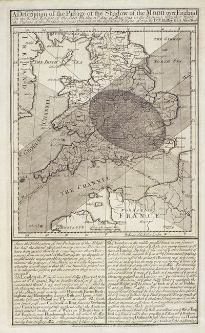 Mapa y descripción del eclipse de Halley de Unbekannt
