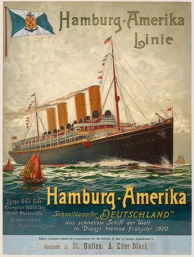 Línea Hamburgo-América. Alemania, Hamburgo, 1899 de Unbekannt