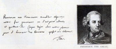 Escritura y firma de Federico el Grande, Rey de Prusia de Unbekannt