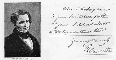 Escritura y firma de Henry John Temple, 3er vizconde Palmerston de Unbekannt