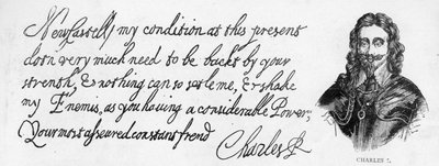 Caligrafía y firma del Rey Carlos I de Unbekannt