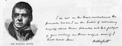 Escritura y firma de Sir Walter Scott de Unbekannt