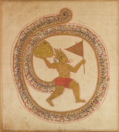 Hanuman Portando la Cima de la Montaña con Hierbas Medicinales de Unbekannt