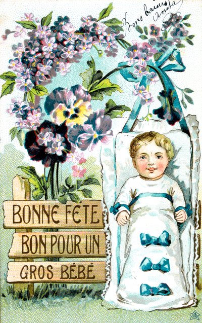 Feliz cumpleaños, Gran bebé, Gran bebé, Postal francesa de Unbekannt
