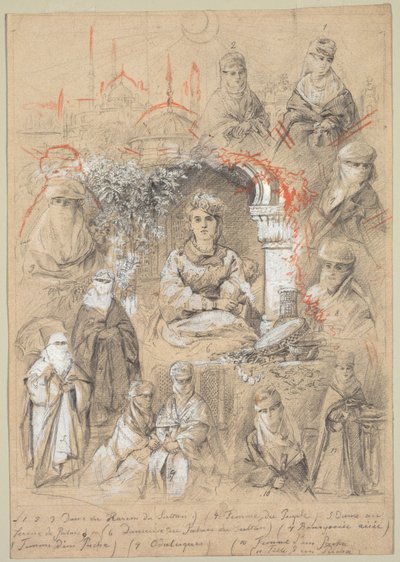 Mujeres del harén, 1800s de Unbekannt