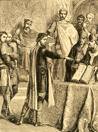 Harold jurando mantener el derecho del Duque de Normandía al trono de Inglaterra, c. 1890 de Unbekannt