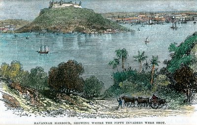 Puerto de La Habana, mostrando donde fueron fusilados los cincuenta invasores, Cuba, c1880 de Unbekannt