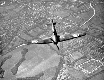 Hawker Hurricane en vuelo, Batalla de Gran Bretaña, Segunda Guerra Mundial, 1940 de Unbekannt